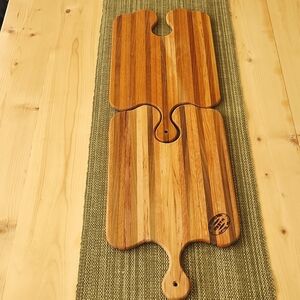 Set of 2 Interlocking Tim Tollett Charcuterie Cutting Serving Wooden Boards